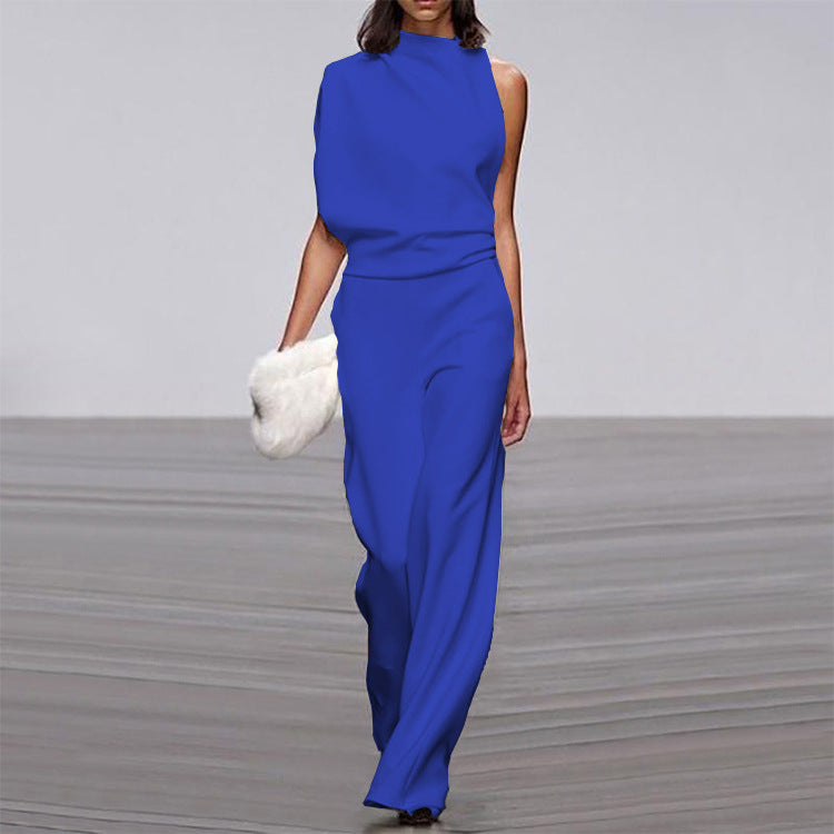 Combinaison une épaule unie à col drapé