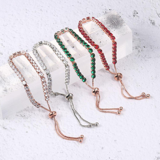 Pulsera de tenis de una hilera de diamantes y circonitas redondas