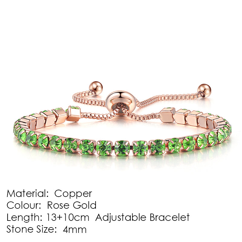 Pulsera de tenis de una hilera de diamantes y circonitas redondas