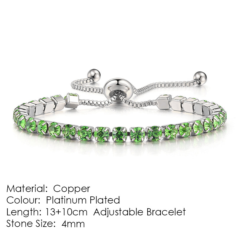Pulsera de tenis de una hilera de diamantes y circonitas redondas