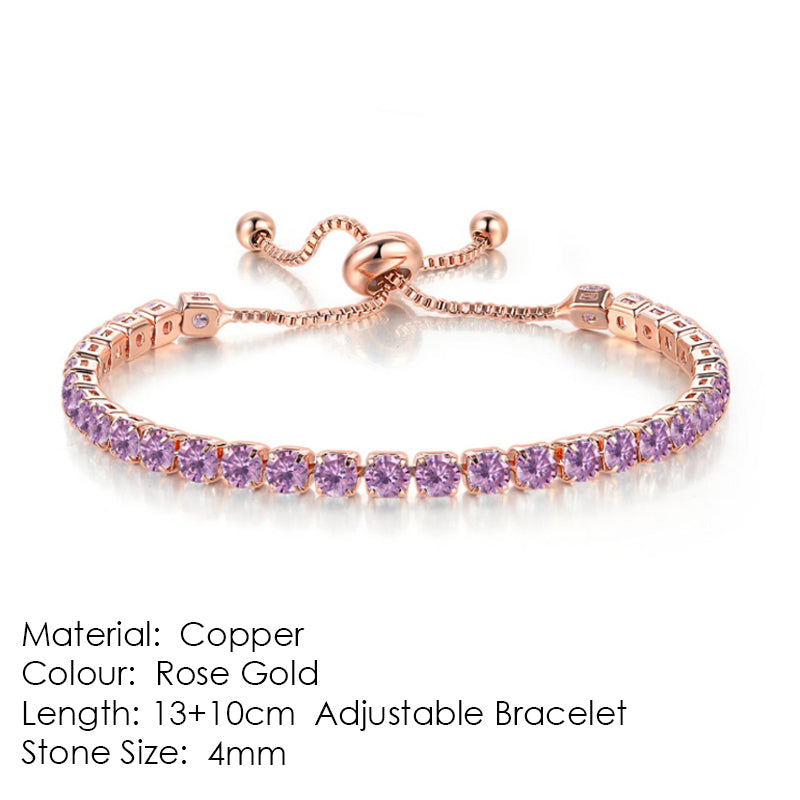 Pulsera de tenis de una hilera de diamantes y circonitas redondas