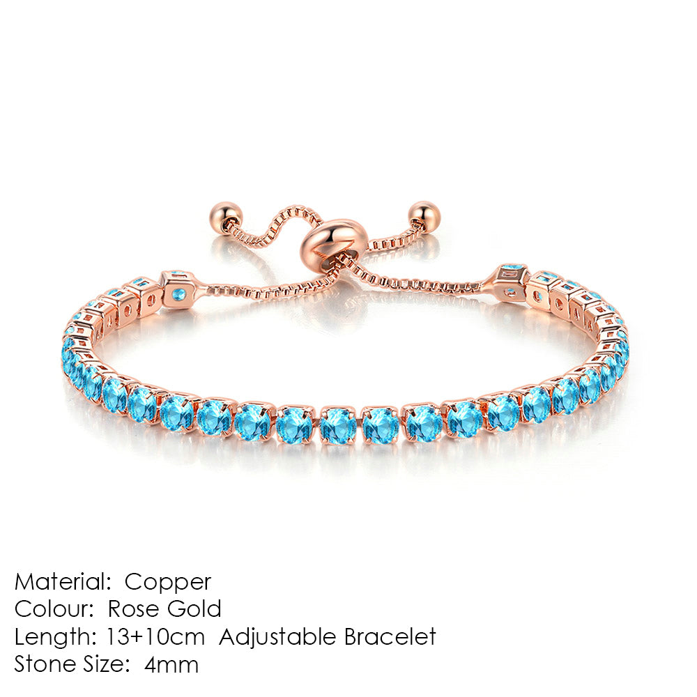 Pulsera de tenis de una hilera de diamantes y circonitas redondas
