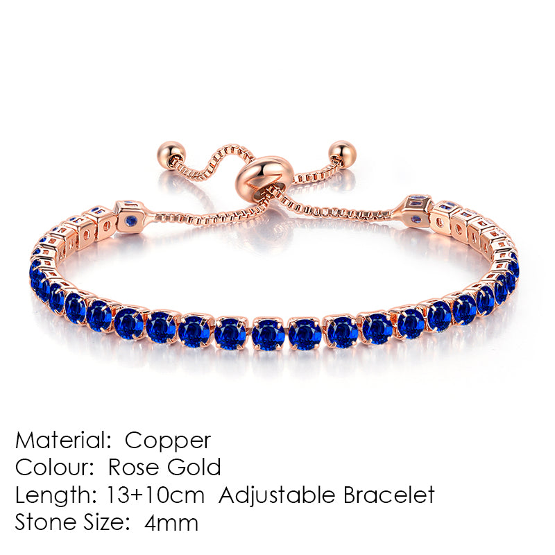 Pulsera de tenis de una hilera de diamantes y circonitas redondas