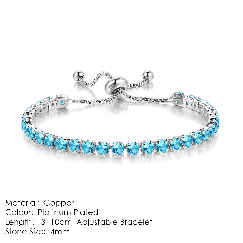 Pulsera de tenis de una hilera de diamantes y circonitas redondas