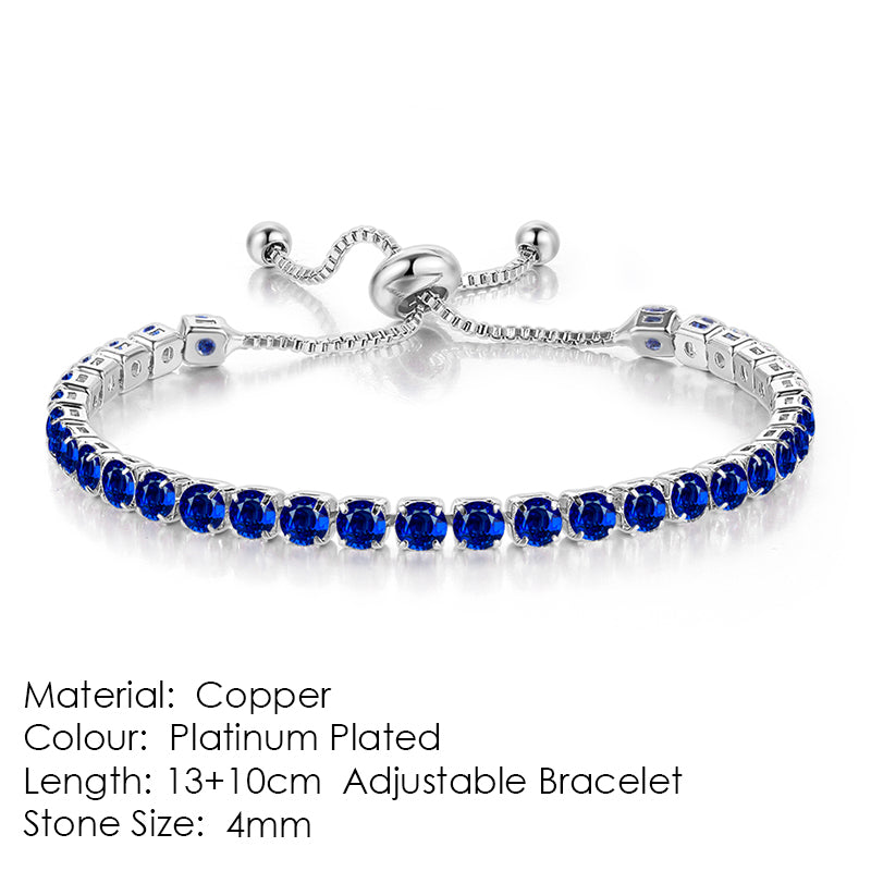 Pulsera de tenis de una hilera de diamantes y circonitas redondas