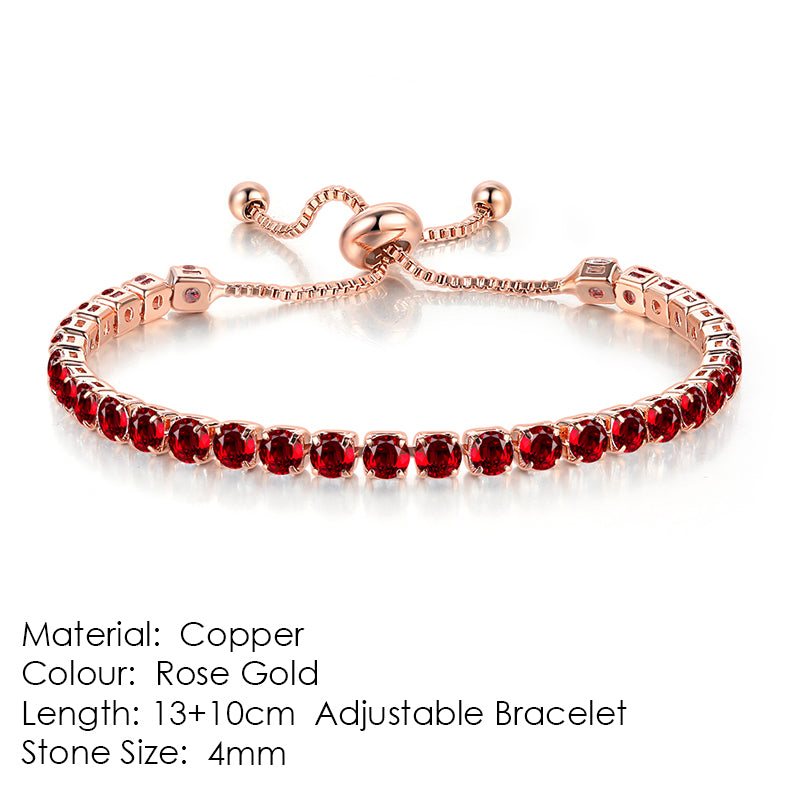 Pulsera de tenis de una hilera de diamantes y circonitas redondas