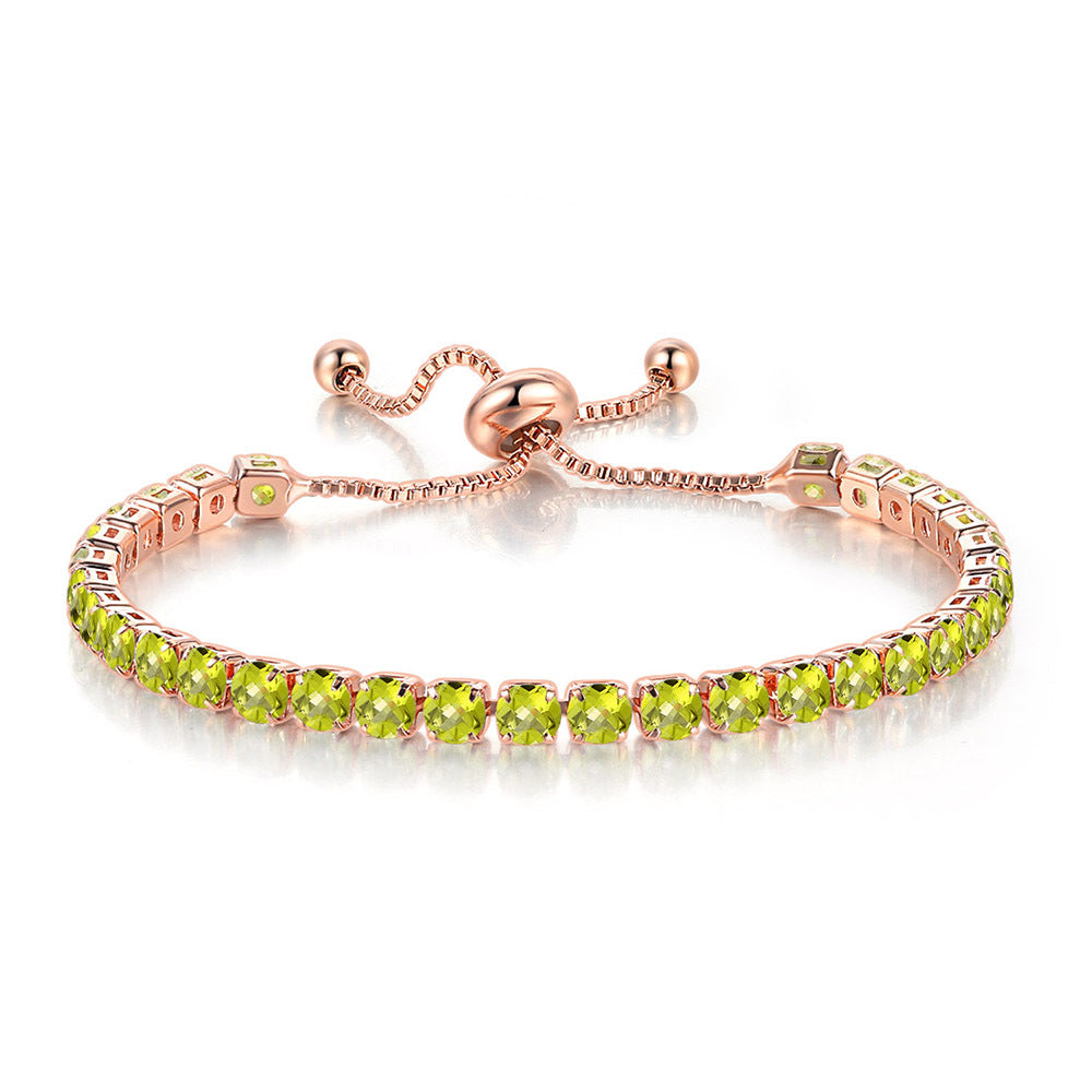 Pulsera de tenis de una hilera de diamantes y circonitas redondas