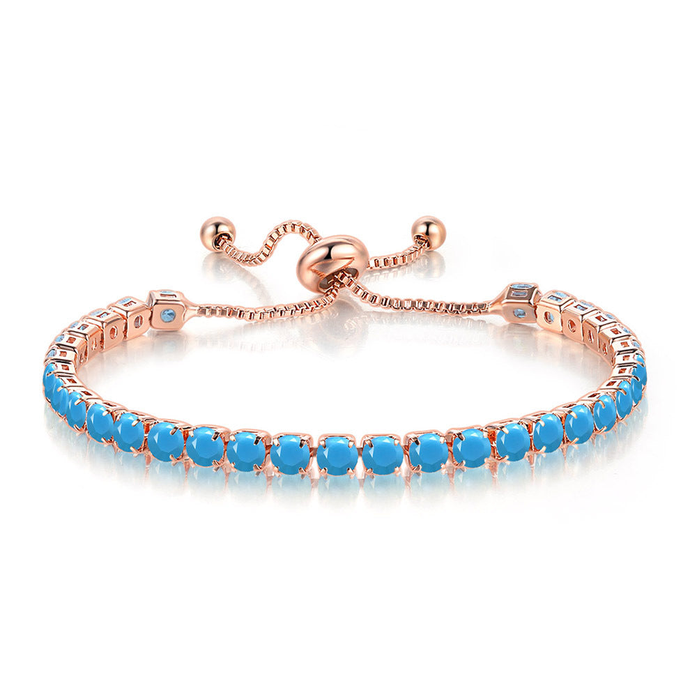 Pulsera de tenis de una hilera de diamantes y circonitas redondas
