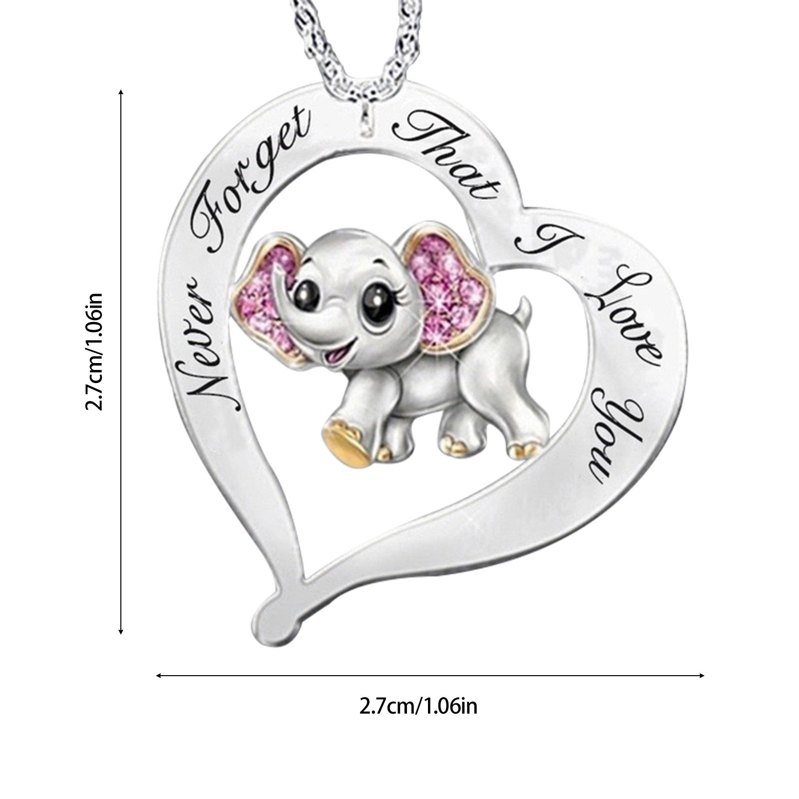 Never Forget I Love you Lettering Elephant Necklace