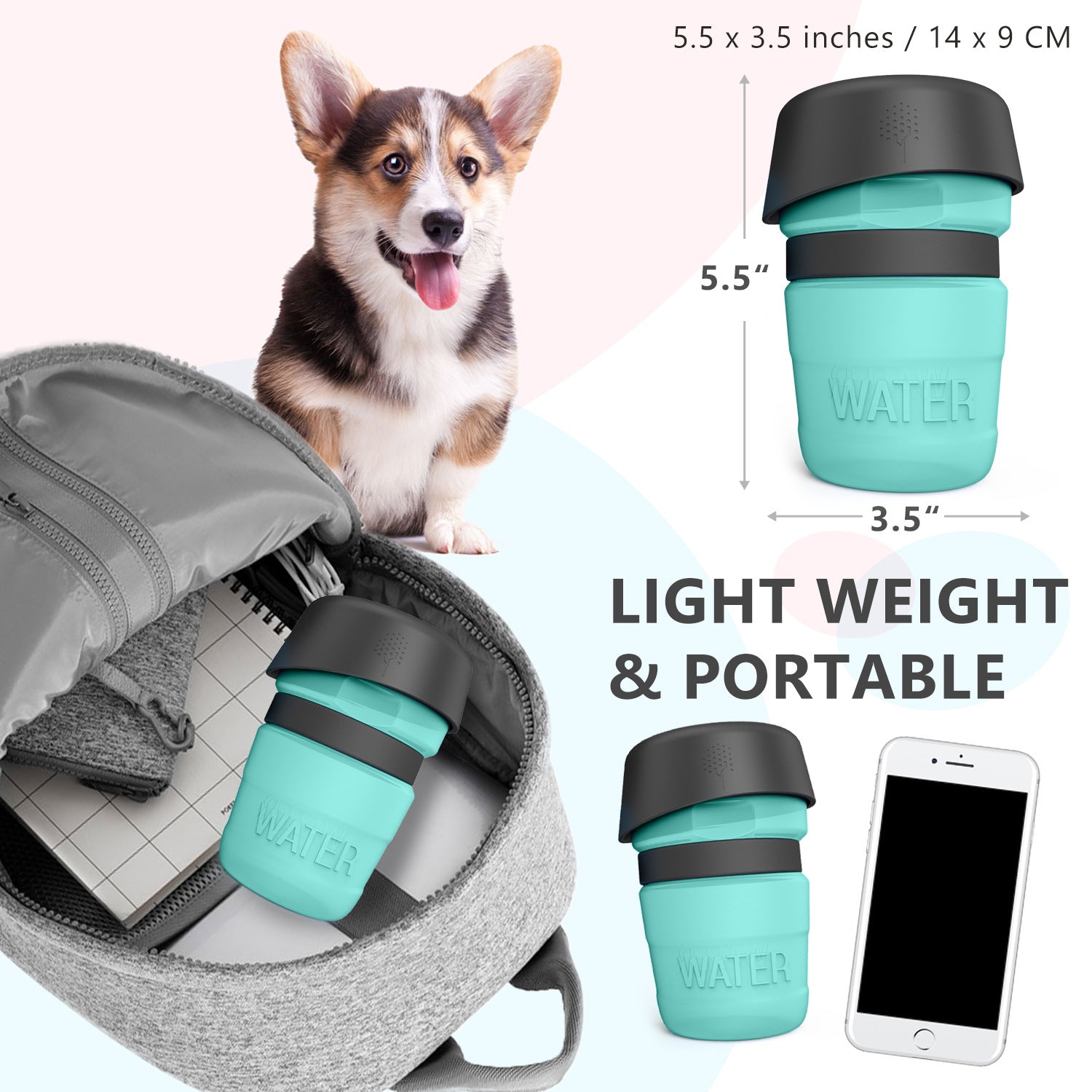 Bouteille d'eau pliable d'extérieur pour animaux de compagnie, distributeur d'eau de voyage pour chien