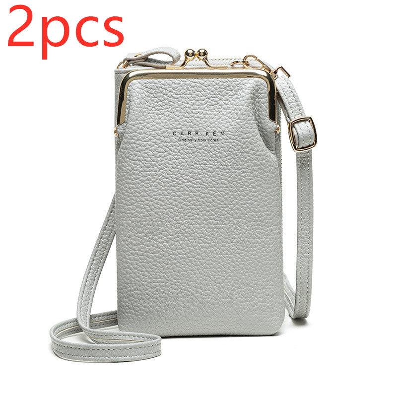 Bolso de Hombro Diagonal de Color Sólido con Patrón Lichi a la Moda