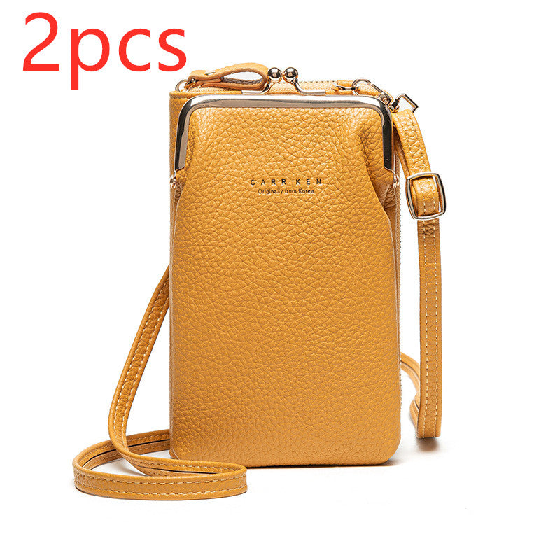 Bolso de Hombro Diagonal de Color Sólido con Patrón Lichi a la Moda