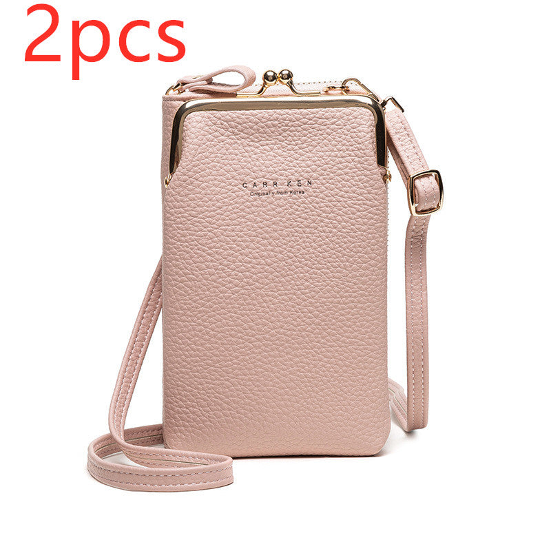 Bolso de Hombro Diagonal de Color Sólido con Patrón Lichi a la Moda