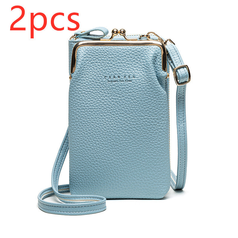 Bolso de Hombro Diagonal de Color Sólido con Patrón Lichi a la Moda