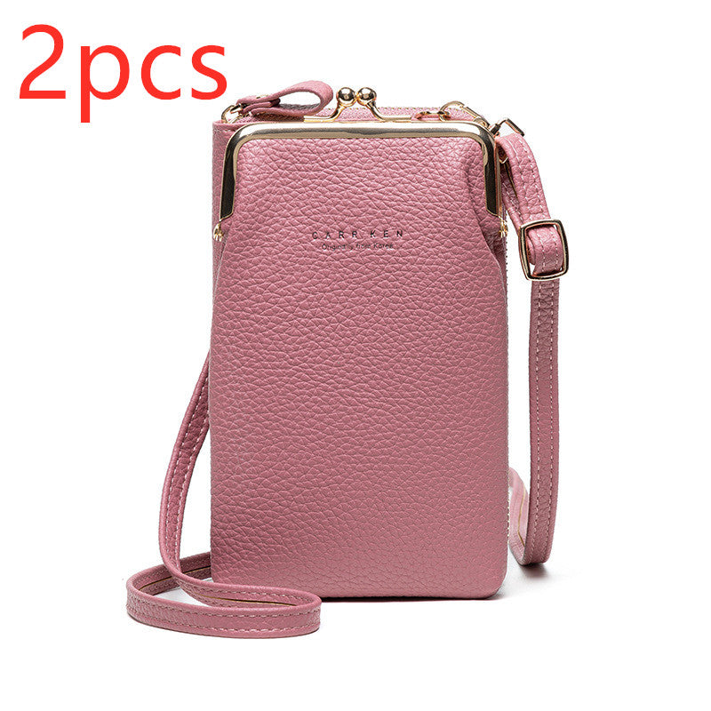 Bolso de Hombro Diagonal de Color Sólido con Patrón Lichi a la Moda