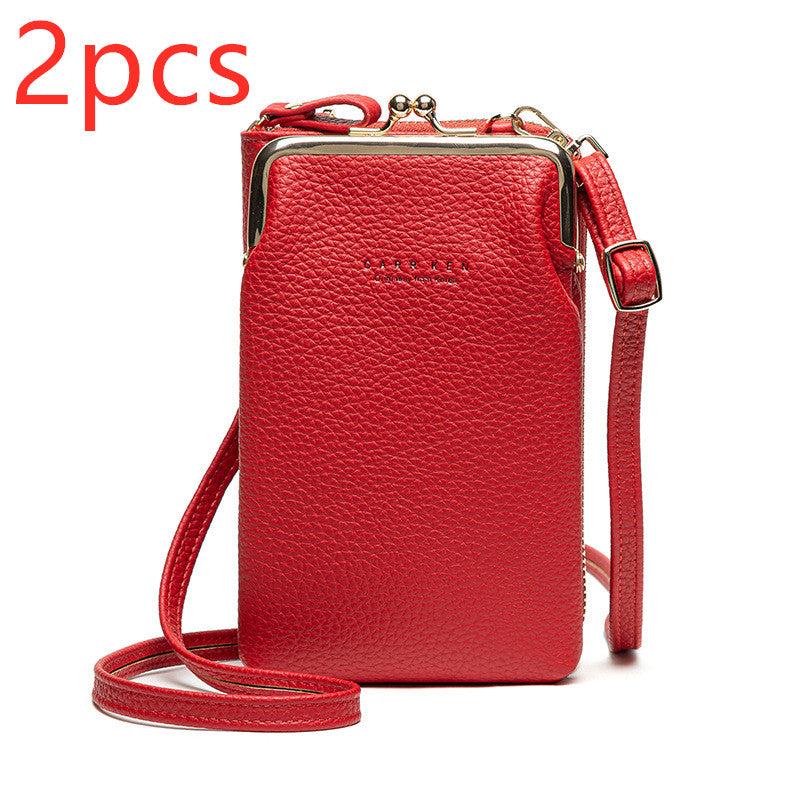 Bolso de Hombro Diagonal de Color Sólido con Patrón Lichi a la Moda