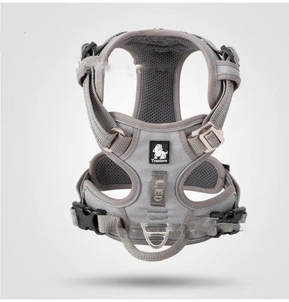 AdTec gray vest-style dog harness for large and small dogs with mesh back and adjustable straps