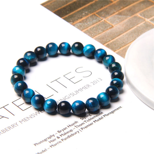 Pulsera de ojo de tigre de una sola vuelta, pulsera de cuentas de lapislázuli