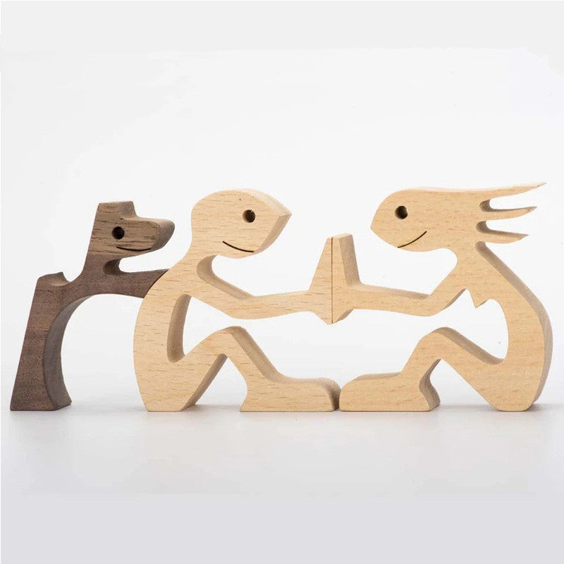 Figurine en bois de chien à faire soi-même, ornement sculpture, décoration de maison, homme, chien, sculpture en bois, cadeaux de Noël, modèle décoratif