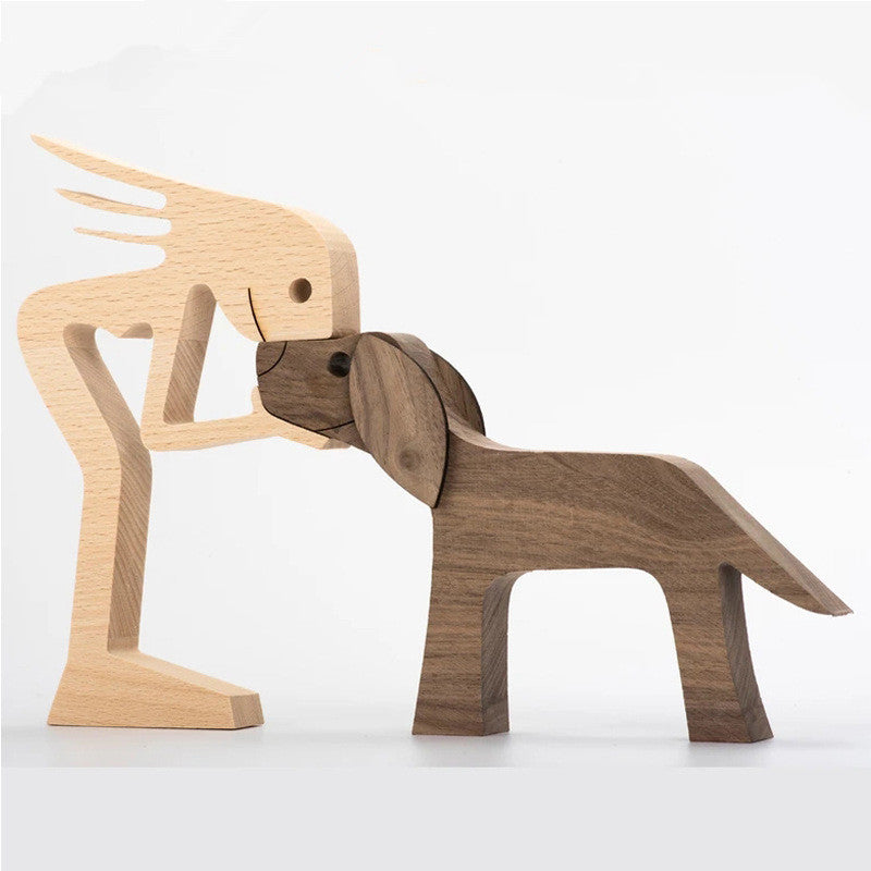 Figurine en bois de chien à faire soi-même, ornement sculpture, décoration de maison, homme, chien, sculpture en bois, cadeaux de Noël, modèle décoratif