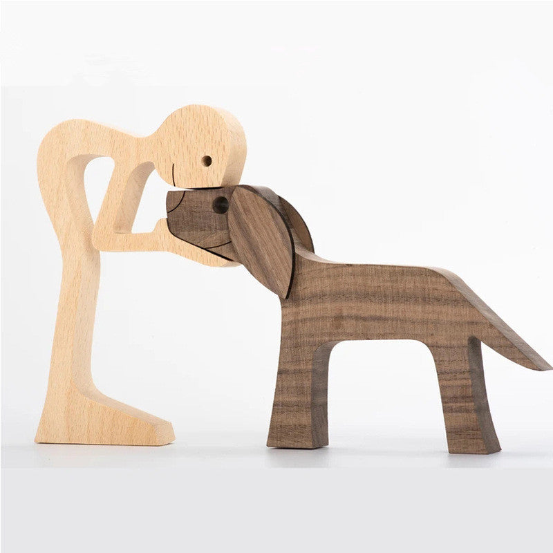 Figurine en bois de chien à faire soi-même, ornement sculpture, décoration de maison, homme, chien, sculpture en bois, cadeaux de Noël, modèle décoratif