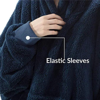Hoodie sweatshirt by AdTec, navy double-sided fleece with elastic sleeves