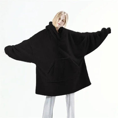 AdTec oversized black hoodie sweatshirt with large front pocket