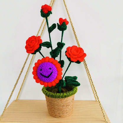 Fleur tournesol rose en peluche faite à la main, décoration de maison, chambre à coucher, cadeau de Noël, Saint-Valentin