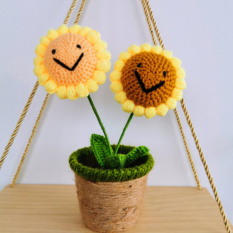 Fleur tournesol rose en peluche faite à la main, décoration de maison, chambre à coucher, cadeau de Noël, Saint-Valentin