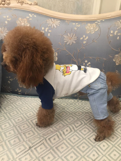 Combinaison en jean pour chien printemps et automne nouvelle salopette assortie vêtements pour animaux de compagnie pantalon pour chien