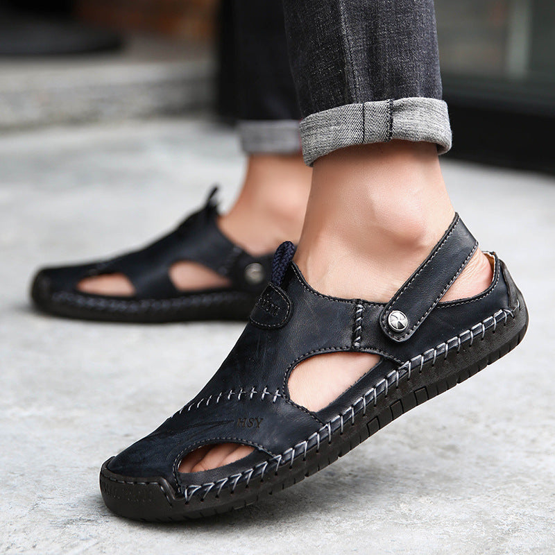 Sandales fermées pour hommes - Chaussons d'été ajustables - Tongs de plage à la mode