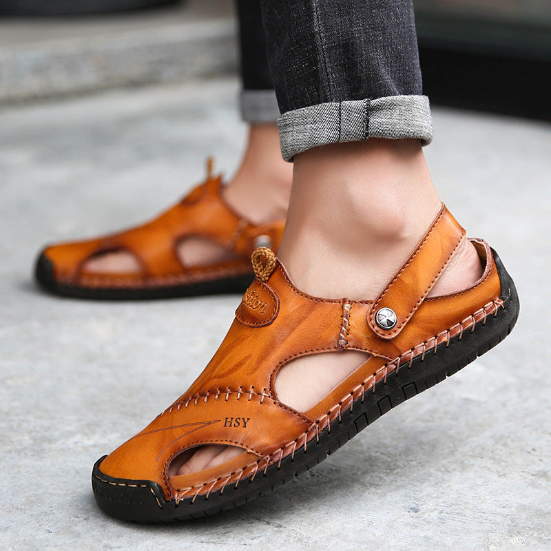 Sandales fermées pour hommes - Chaussons d'été ajustables - Tongs de plage à la mode