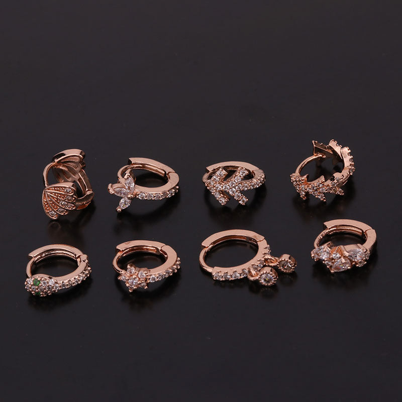 Creative Snake shaped Round Ear Bone Bbuckle Micro lnlaid zircon Earrings