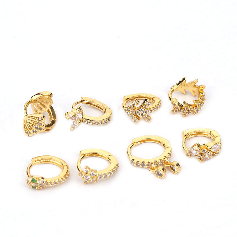 Creative Snake shaped Round Ear Bone Bbuckle Micro lnlaid zircon Earrings