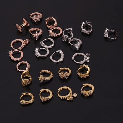 Boucles d'oreilles créatives en forme de serpent, rondes, pour le cartilage de l'oreille, avec micro-incrustations de zircon.