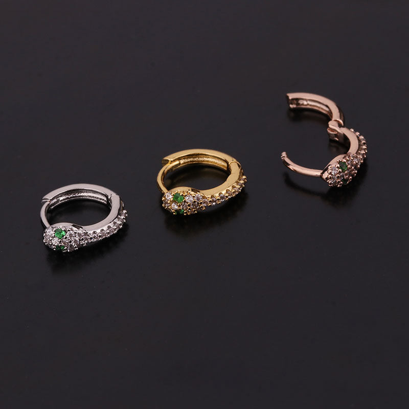 Creative Snake shaped Round Ear Bone Bbuckle Micro lnlaid zircon Earrings