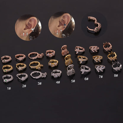 Boucles d'oreilles créatives en forme de serpent, rondes, pour le cartilage de l'oreille, avec micro-incrustations de zircon.