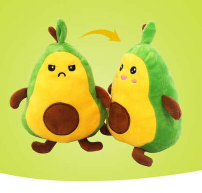 Flip Avocado Doll Flip Peluche Avocat à Double Face Expression Fâché Heureux