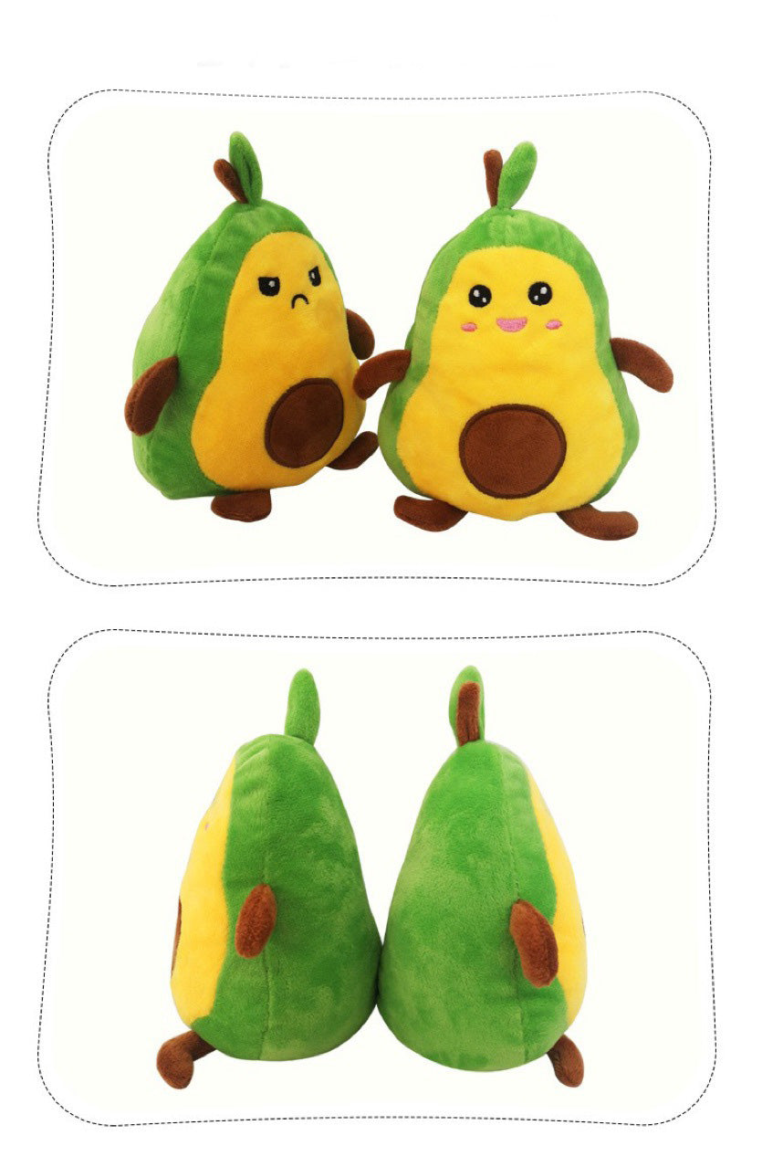 Flip Avocado Doll Flip Peluche Avocat à Double Face Expression Fâché Heureux