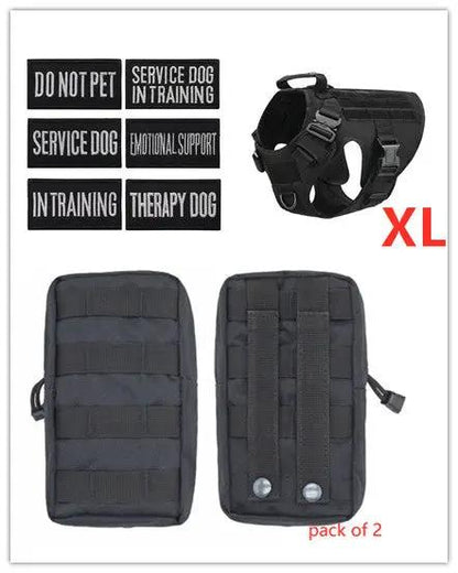Military tactical dog harness AdTec XL adjustable with two black pouches