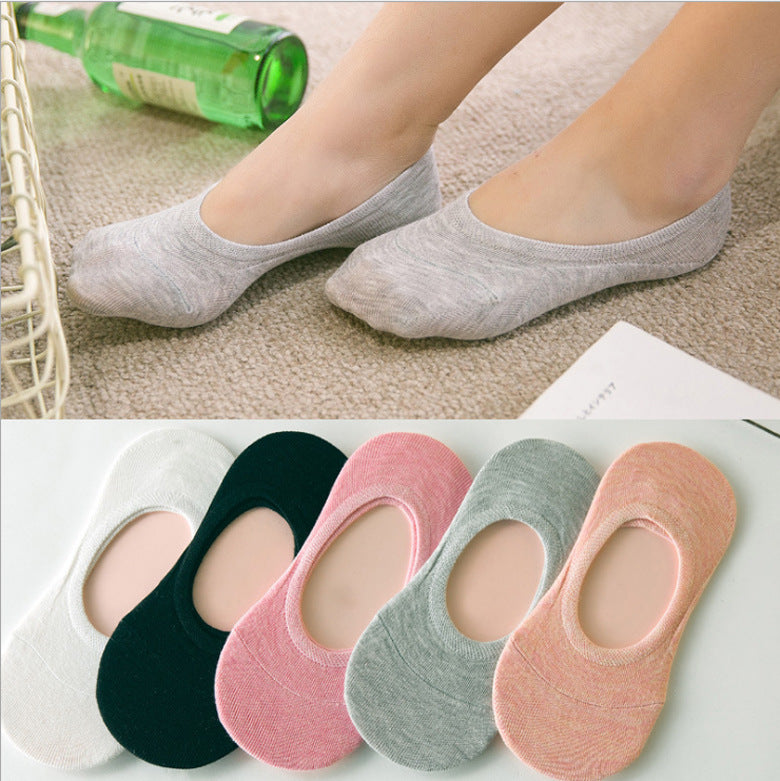 Chaussettes Femme Couleur Unie Coupe Basse Chaussettes Bateau Décontractées à Bouche Peu Profonde