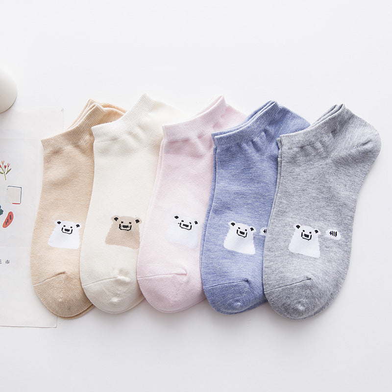 Chaussettes Femme Couleur Unie Coupe Basse Chaussettes Bateau Décontractées à Bouche Peu Profonde