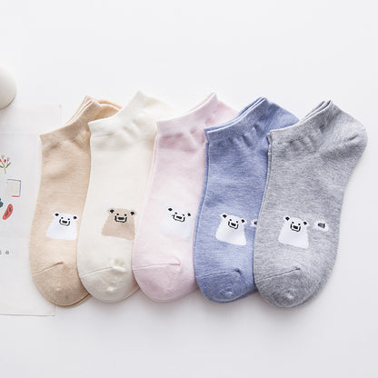 Chaussettes Femme Couleur Unie Coupe Basse Chaussettes Bateau Décontractées à Bouche Peu Profonde