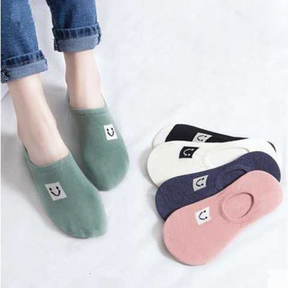 Chaussettes Femme Couleur Unie Coupe Basse Chaussettes Bateau Décontractées à Bouche Peu Profonde