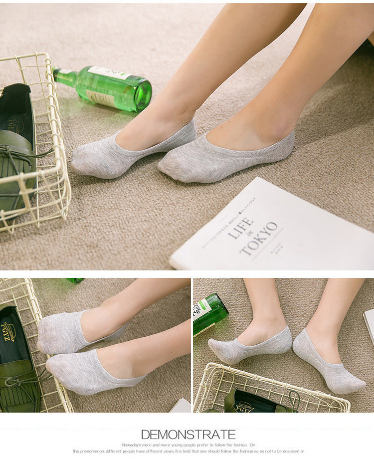 Chaussettes Femme Couleur Unie Coupe Basse Chaussettes Bateau Décontractées à Bouche Peu Profonde