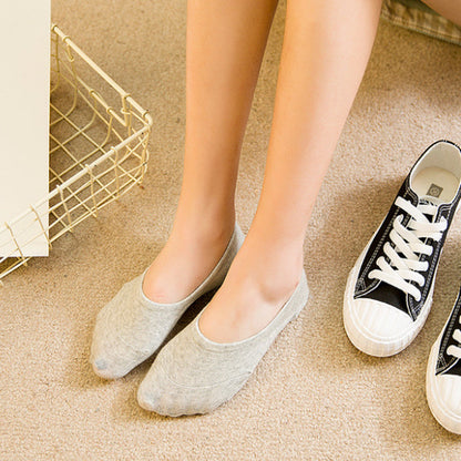 Chaussettes Femme Couleur Unie Coupe Basse Chaussettes Bateau Décontractées à Bouche Peu Profonde