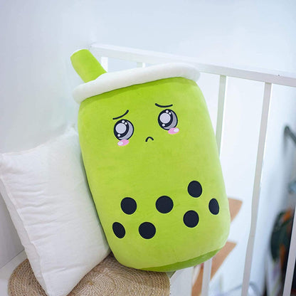 Peluche Boisson Fruitée Mignonne en Forme de Fraise Lait Thé Peluche Jouet Tasse à Thé Boba Oreiller Coussin Thé aux Perles Cadeau pour Enfants