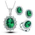 Juego de joyas de cristal con collar, pendientes y anillo de novia