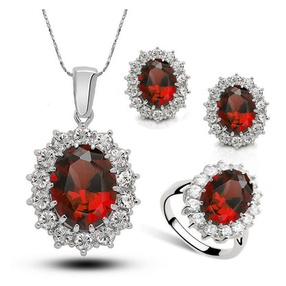 Ensemble de bijoux de mariée collier boucles d'oreilles bague en cristal