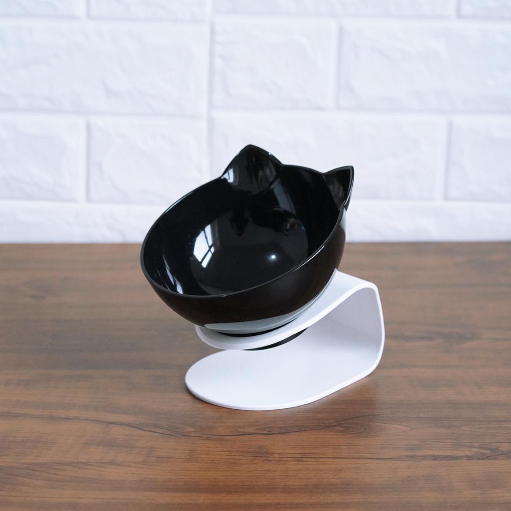 Nuevo cuenco inclinado para mascotas con orejas de gato, boca oblicua y transparente
